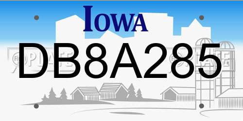 DB8A285 Iowa License Plate