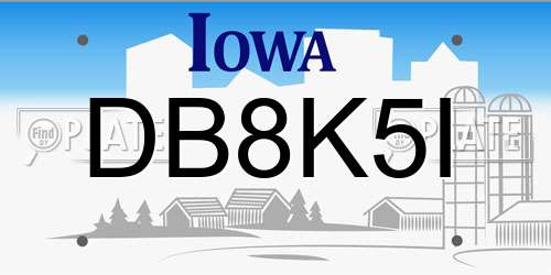 DB8K5I Iowa License Plate