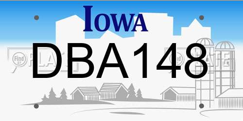DBA148 Iowa License Plate