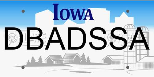 DBADSSA Iowa License Plate