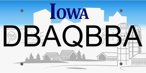 DBAQBBA Iowa License Plate