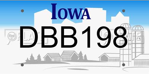 DBB198 Iowa License Plate