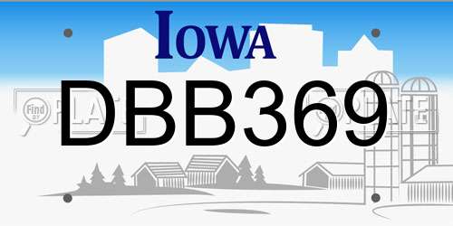 DBB369 Iowa License Plate