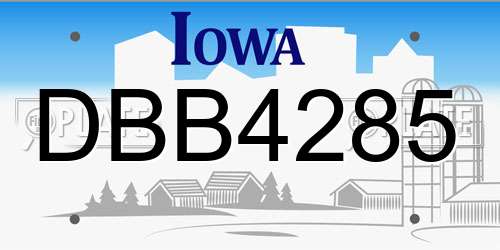 DBB4285 Iowa License Plate