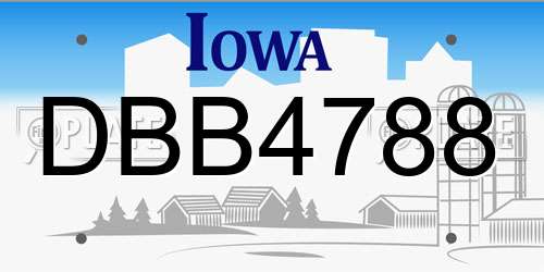 DBB4788 Iowa License Plate