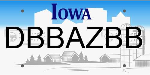 DBBAZBB Iowa License Plate