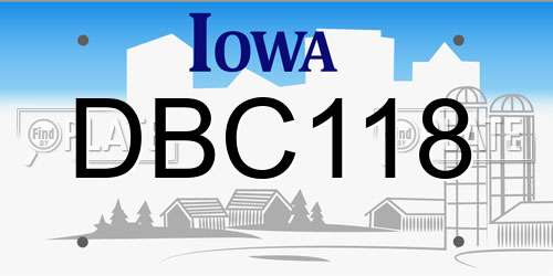 DBC118 Iowa License Plate