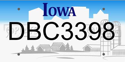DBC3398 Iowa License Plate