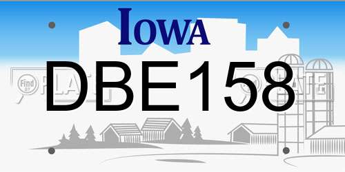 DBE158 Iowa License Plate