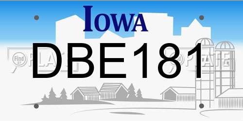 DBE181 Iowa License Plate