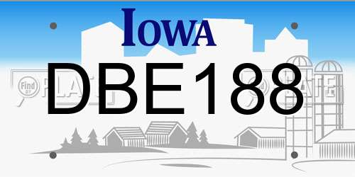 DBE188 Iowa License Plate
