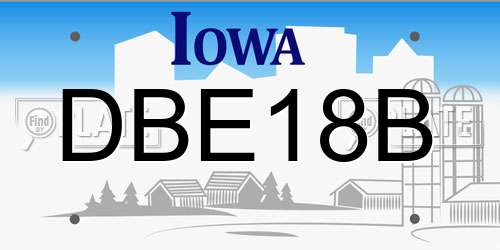 DBE18B Iowa License Plate