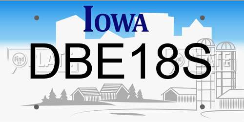 DBE18S Iowa License Plate