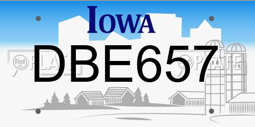 DBE657 Iowa License Plate