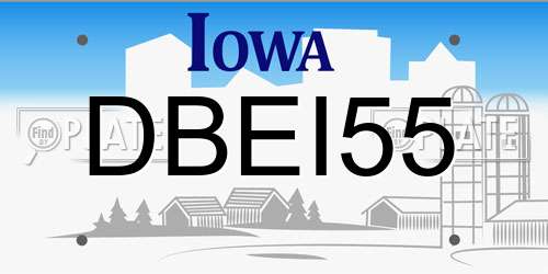 DBEI55 Iowa License Plate