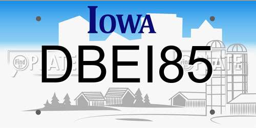 DBEI85 Iowa License Plate