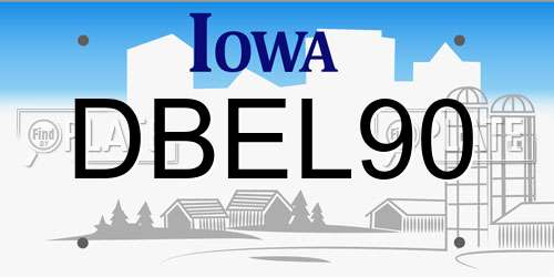DBEL90 Iowa License Plate