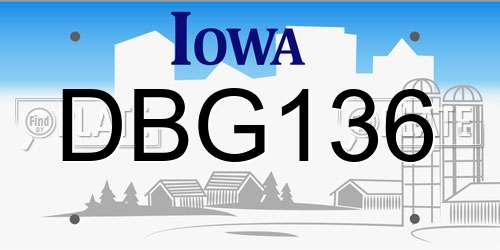DBG136 Iowa License Plate