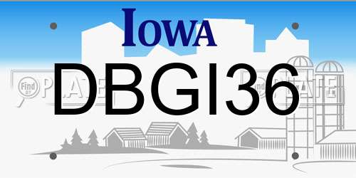 DBGI36 Iowa License Plate