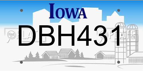 DBH431 Iowa License Plate