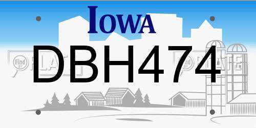 DBH474 Iowa License Plate