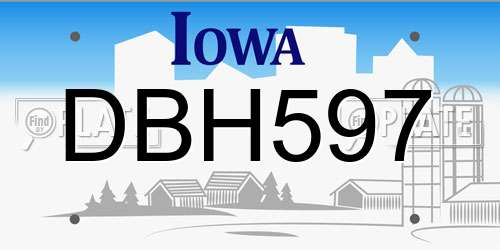 DBH597 Iowa License Plate