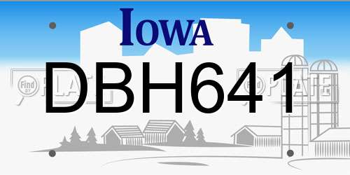 DBH641 Iowa License Plate