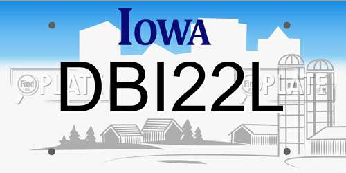 DBI22L Iowa License Plate