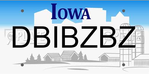 DBIBZBZ Iowa License Plate