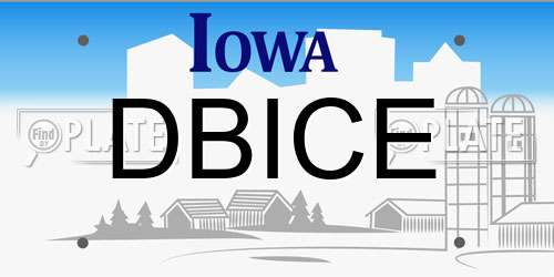 DBICE Iowa License Plate