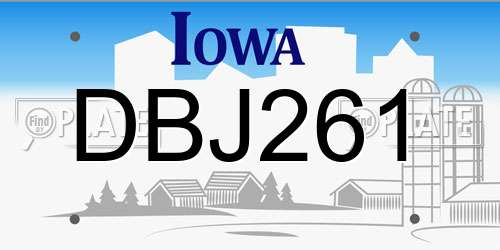DBJ261 Iowa License Plate