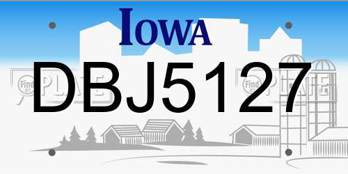 DBJ5127 Iowa License Plate