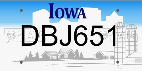 DBJ651 Iowa License Plate