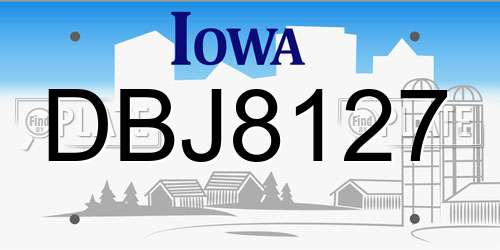 DBJ8127 Iowa License Plate