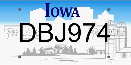 DBJ974 Iowa License Plate