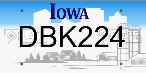 DBK224 Iowa License Plate