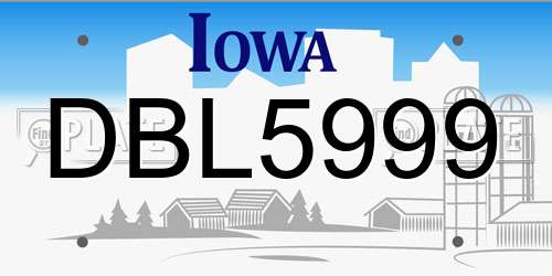 DBL5999 Iowa License Plate