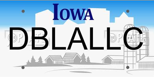 DBLALLC Iowa License Plate