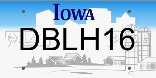 DBLH16 Iowa License Plate