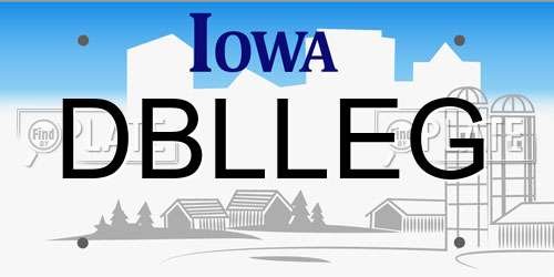 DBLLEG Iowa License Plate