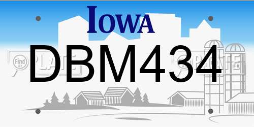 DBM434 Iowa License Plate