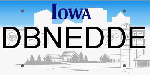 DBNEDDE Iowa License Plate
