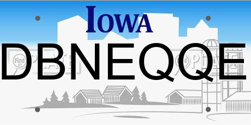 DBNEQQE Iowa License Plate