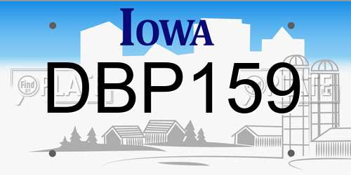 DBP159 Iowa License Plate