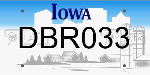 DBR033 Iowa License Plate