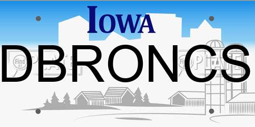 DBRONCS Iowa License Plate