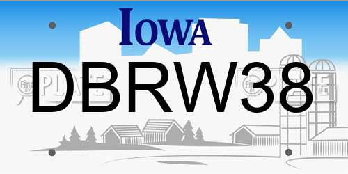 DBRW38 Iowa License Plate
