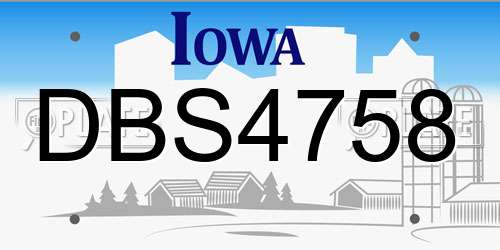 DBS4758 Iowa License Plate