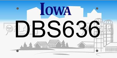 DBS636 Iowa License Plate
