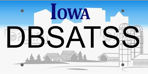 DBSATSS Iowa License Plate